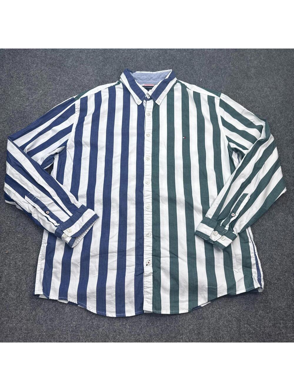 Tommy Hilfiger Slim Fit Button Up Shirt Mens Size 2XL XXL Striped Long Sleeve